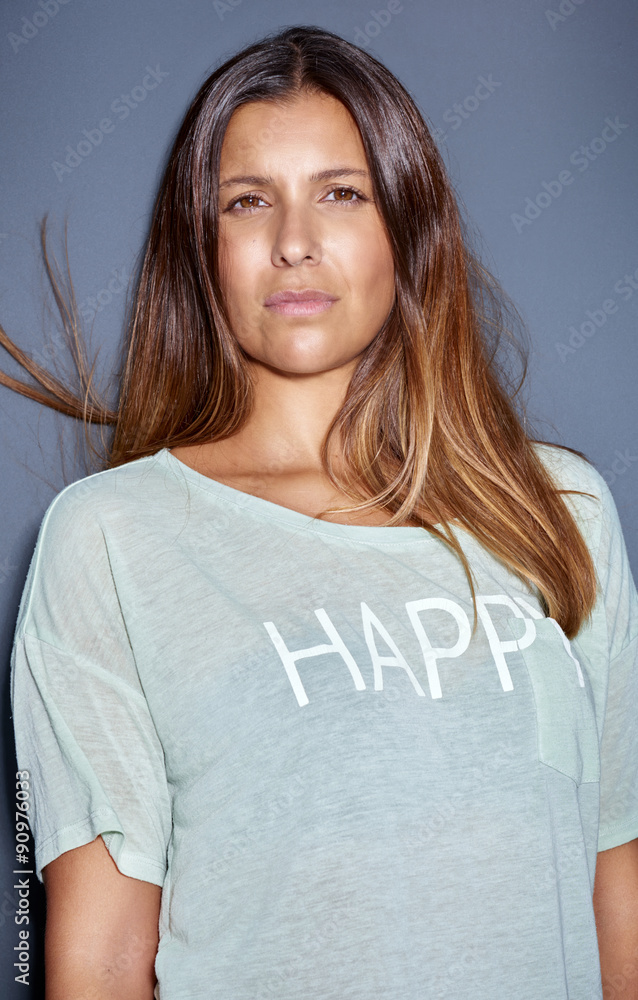 Close up portrait of an attractive fashionable brunette woman.