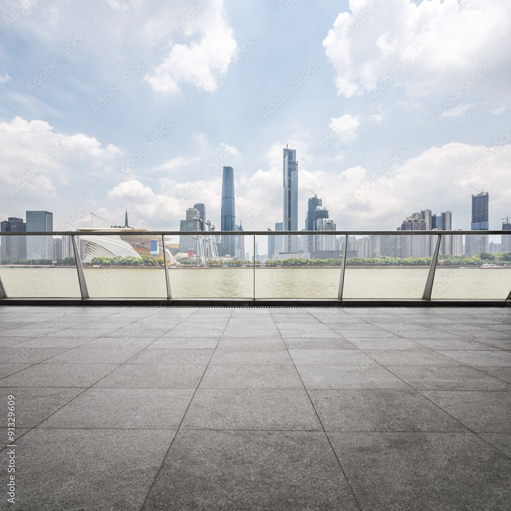 observation deck and skyscrapers in the city