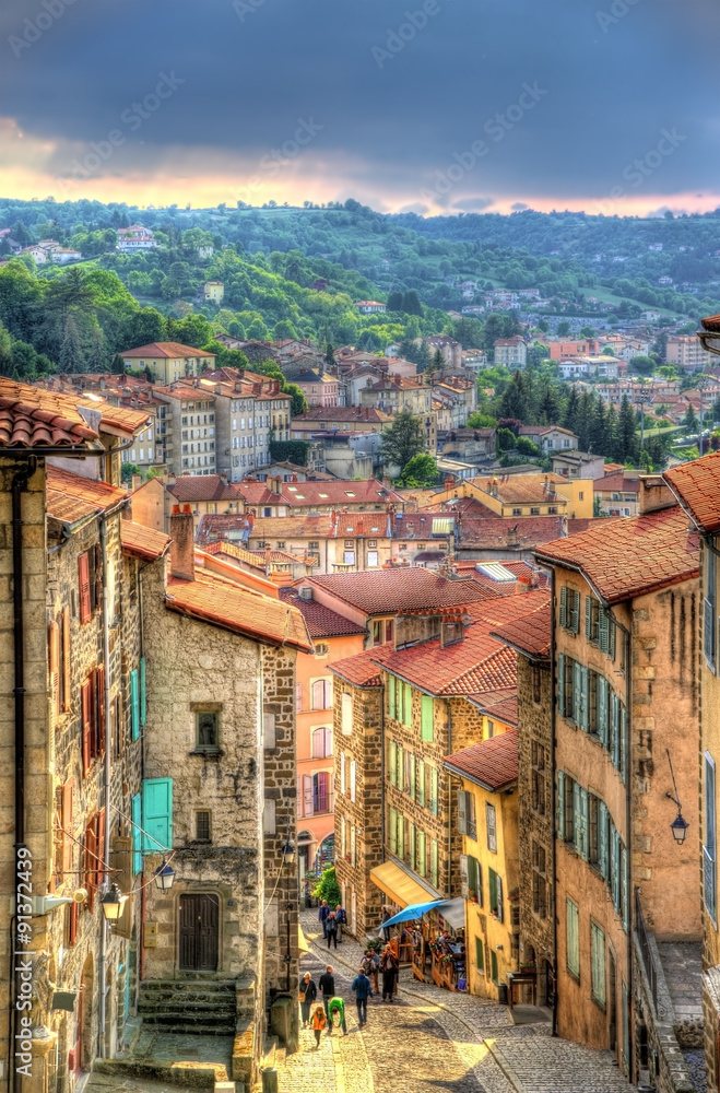 Street in the historic centre of Le Puy-en-Velay - France