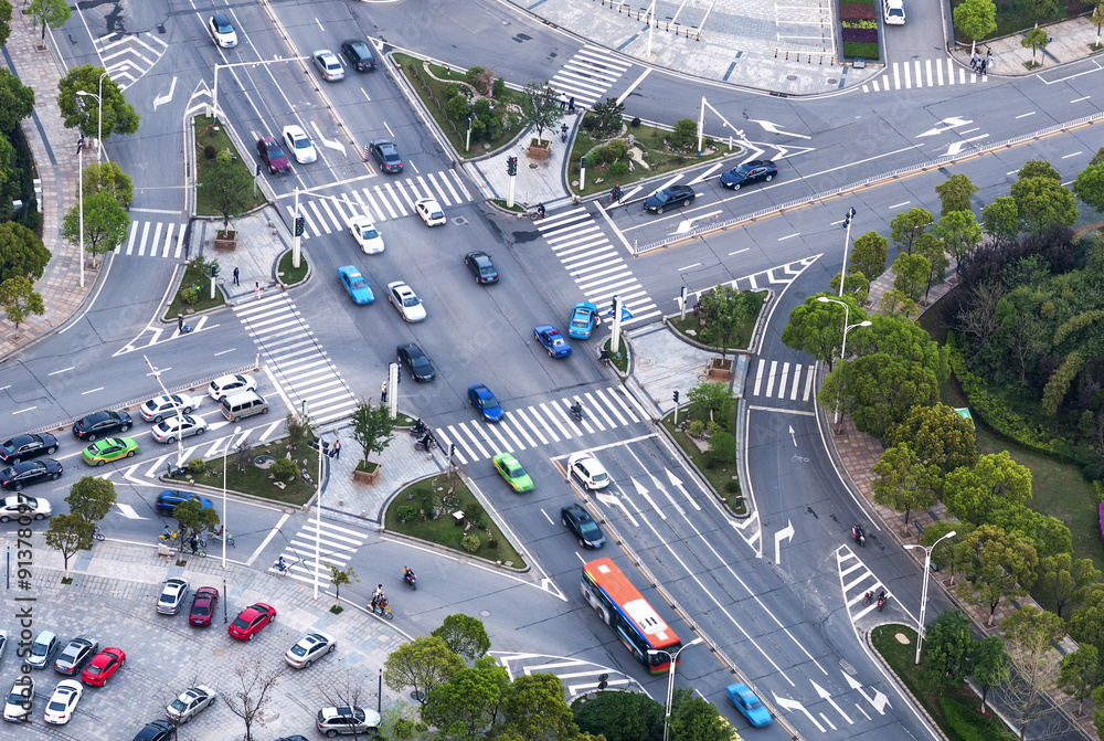 traffic on junction in city