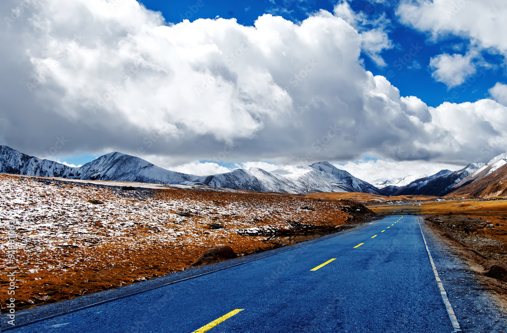 car on the road with motion blur background.