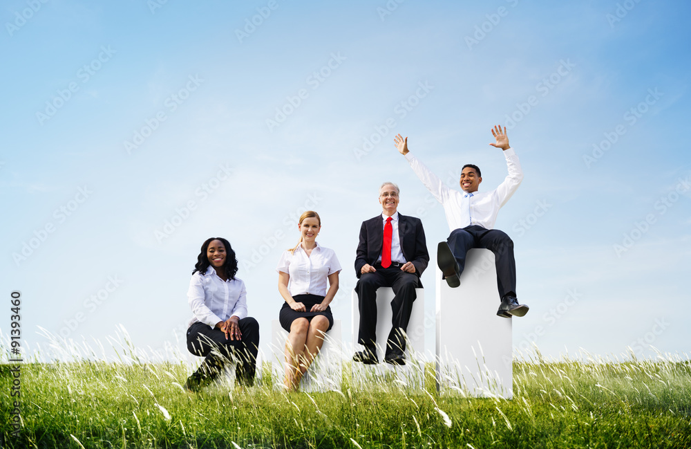 Business People Sitting Growth Success Winner Concept