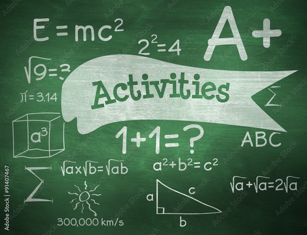 Activities against green chalkboard