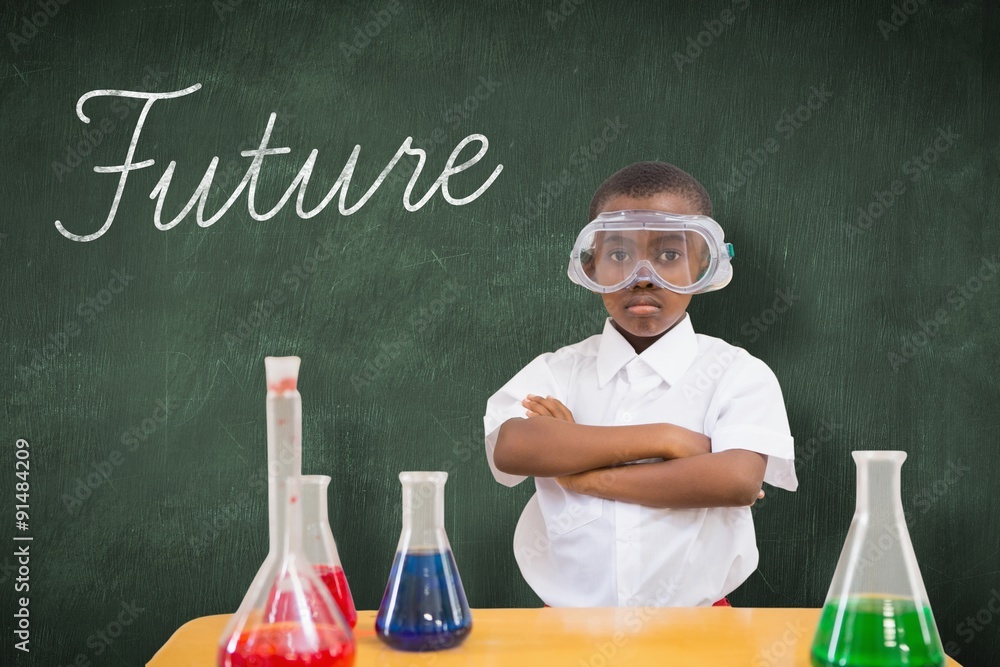 Future against green chalkboard