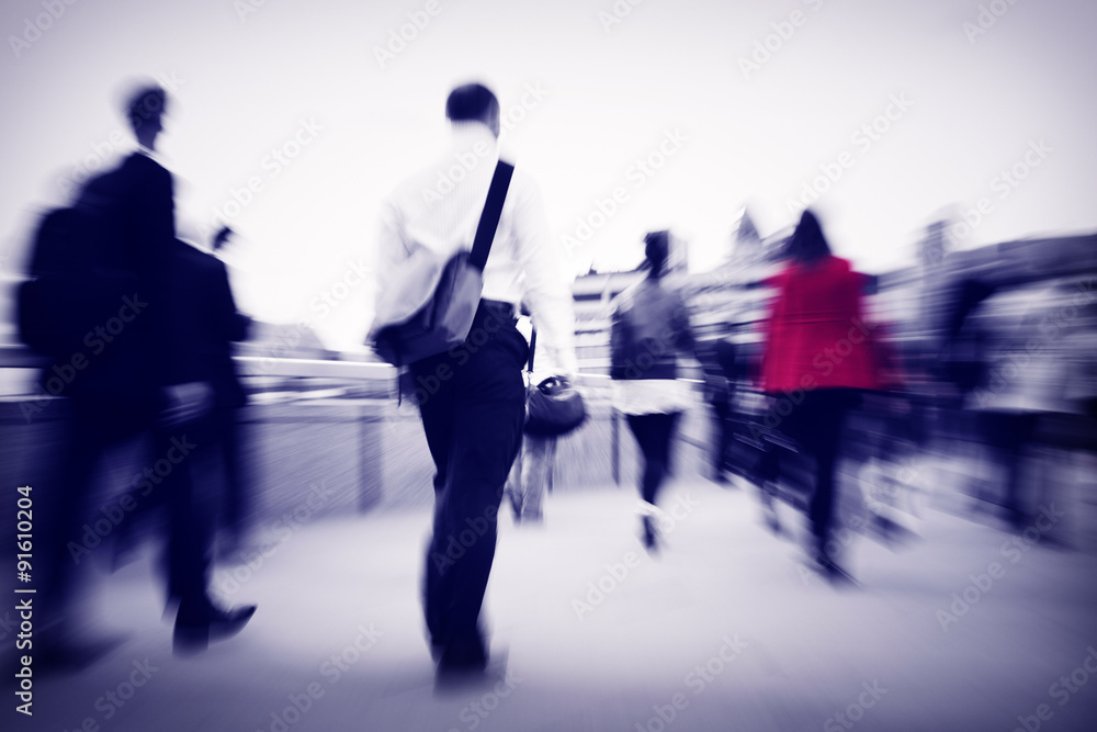 Business People Commuter Cityscape Rush Hour Concept