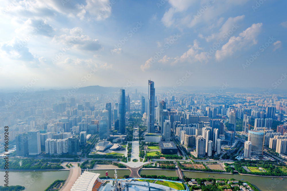 panorama of skyscrapers and a river