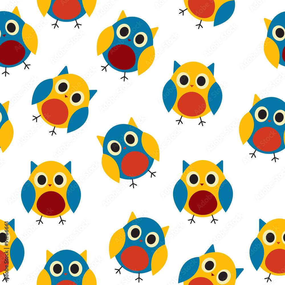 Owl Seamless Pattern Background Vector Illustration