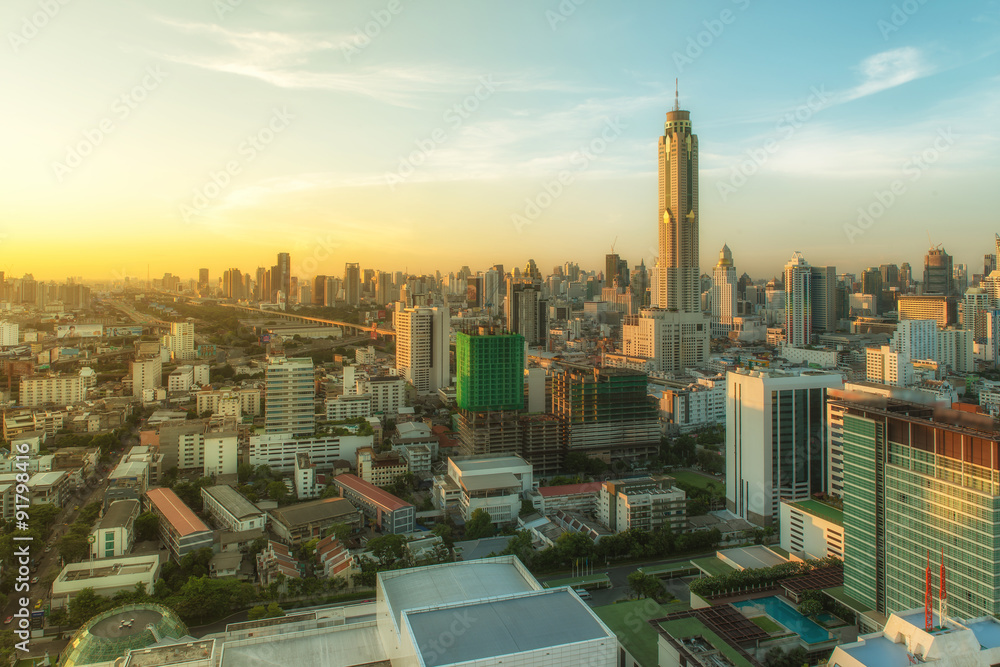 Bangkok city in morning time, Thailand