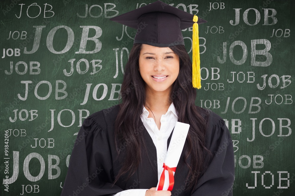 Composite image of a smiling woman looking at the camera