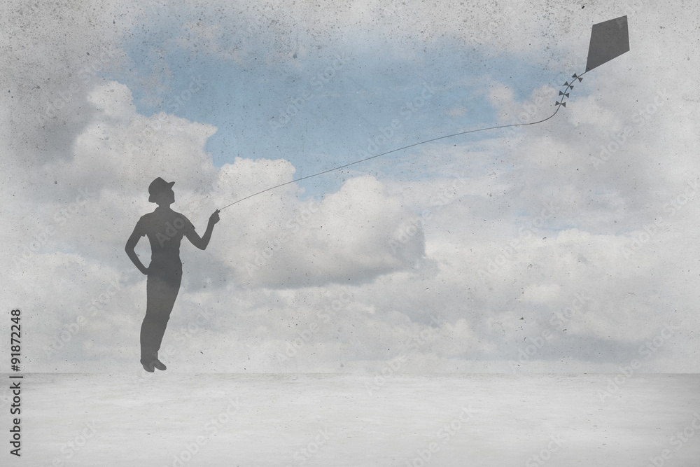 Girl and flying kite