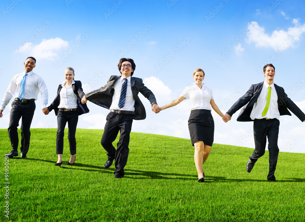 Business People Running Outdoors Nature Concept