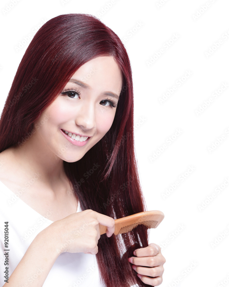 Woman with health hair care