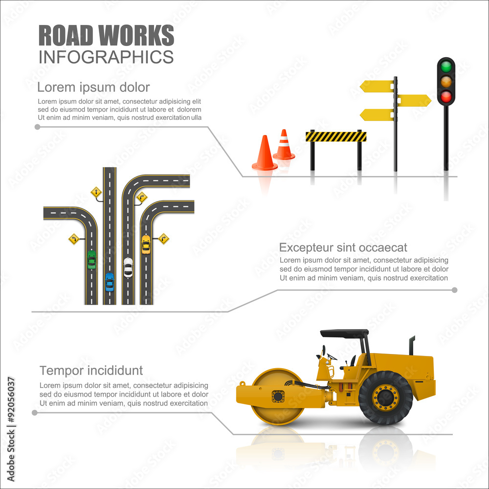 道路工人信息图，矢量