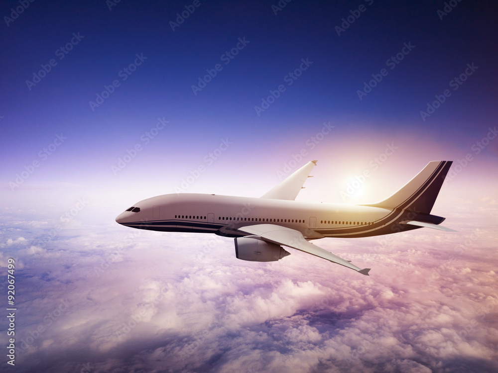 Airplane Skyline Horizon Flight Cloud Concept