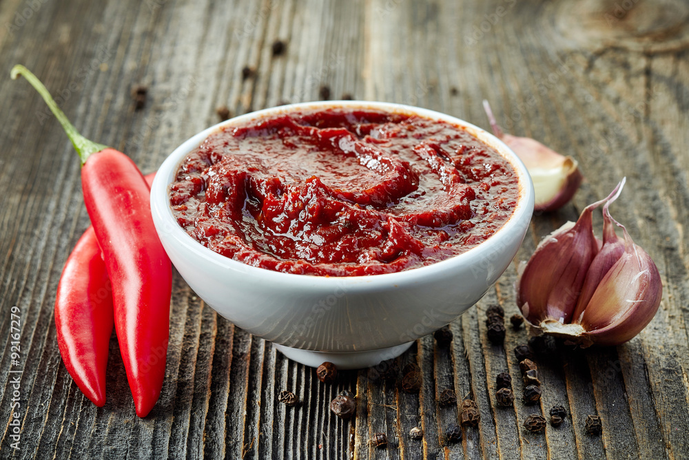 bowl of hot chili and garlic sauce