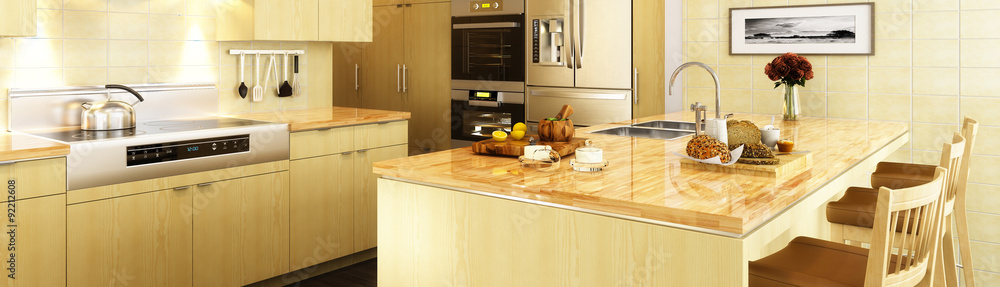 Kitchen Design in Wood (Panoramic)