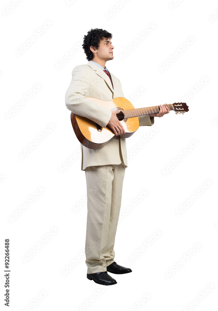 Businessman playing guitar