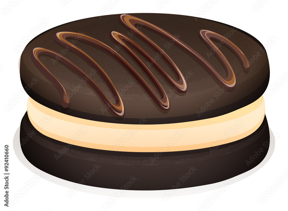 Sandwich cookie with chocolate topping