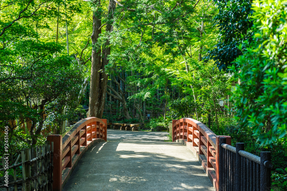 日本三岛Rakujuen公园红桥