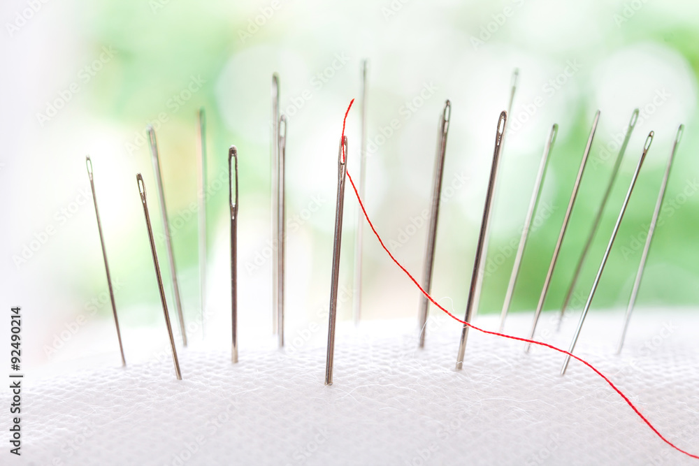 Closeup silver Needle with beauty bokeh lighting