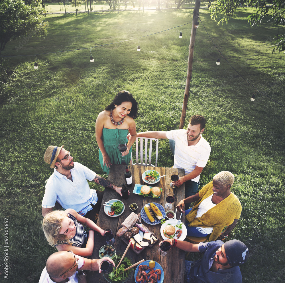 Diverse People Luncheon Outdoors Food Concept