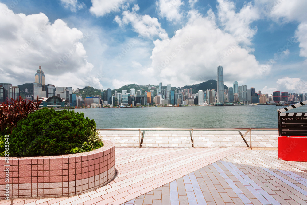 modern square and skyscrapers