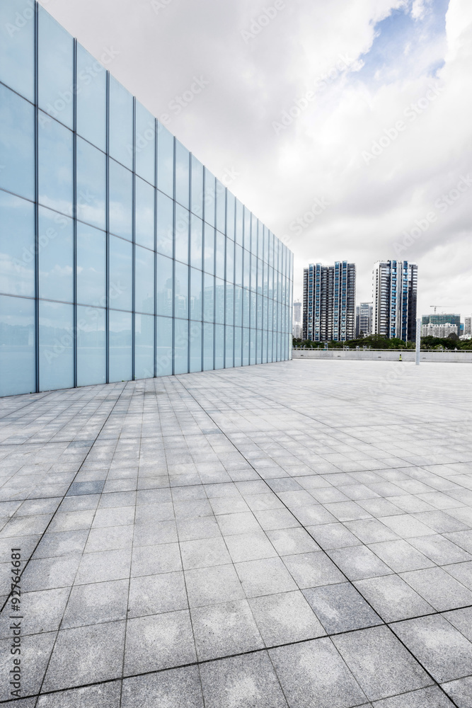 modern square and skyscrapers