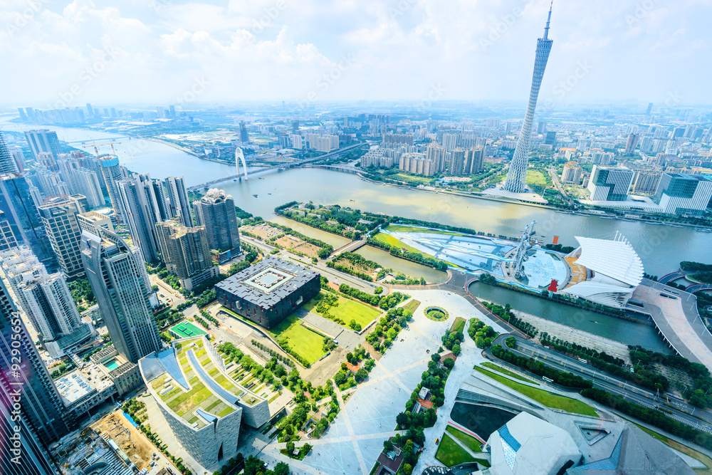 panorama of skyscrapers and a river