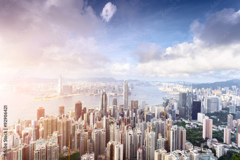 panorama of skyscrapers and a river