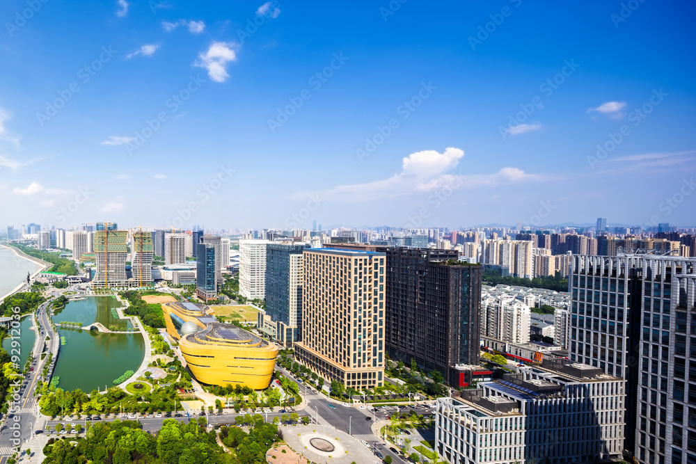 panorama of skyscrapers and a river