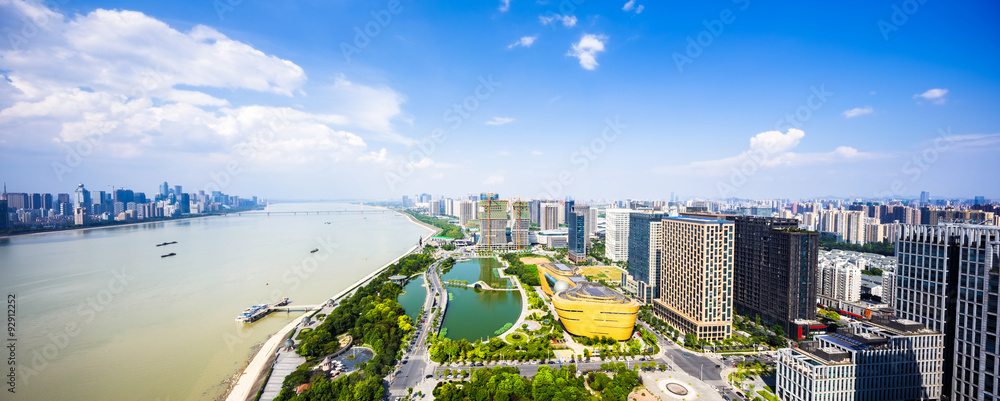 panorama of skyscrapers and a river