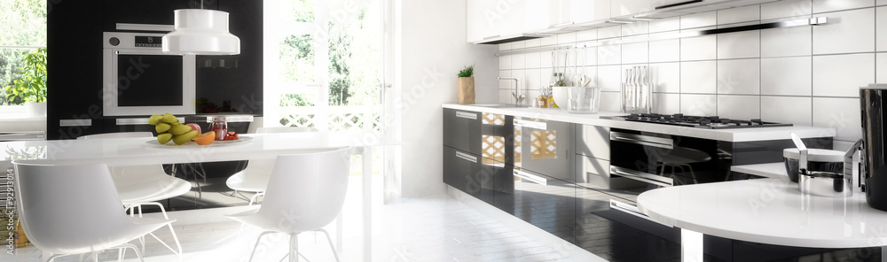 Cute designed kitchen (panoramic)