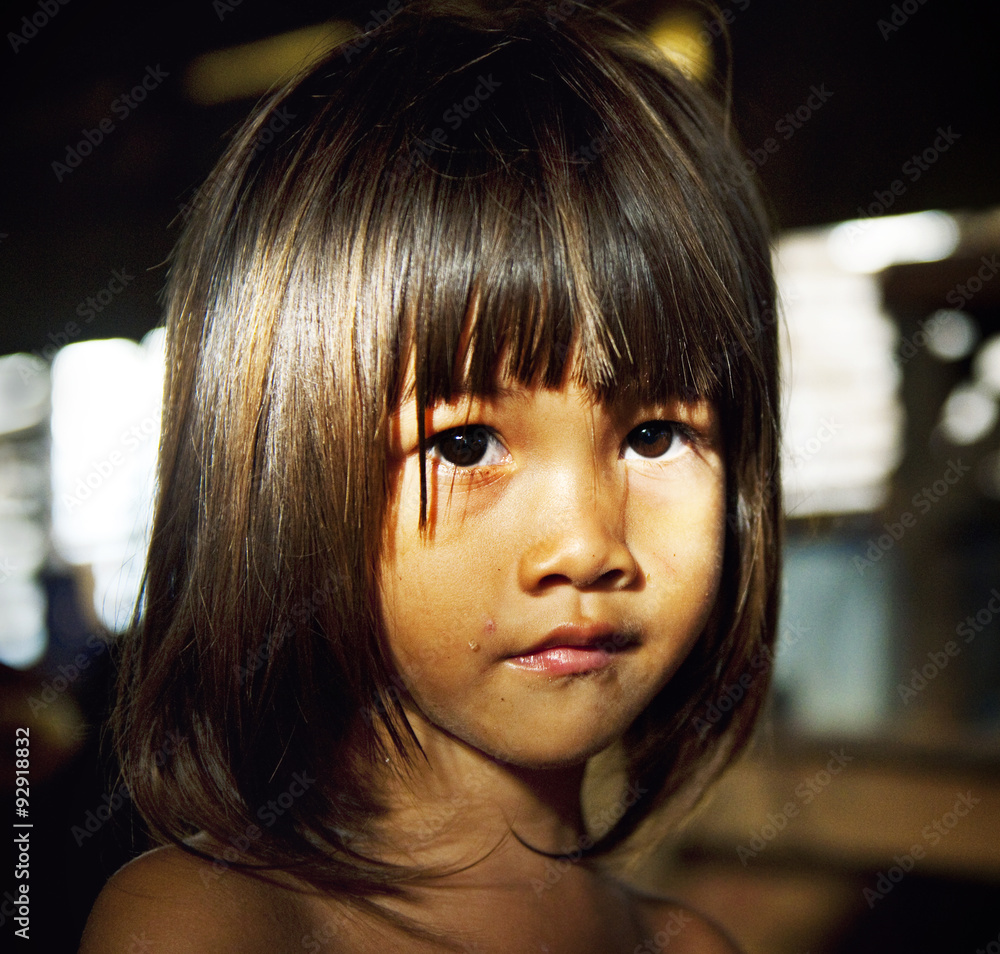 Little girl staring at the camera Facial Expression Concept