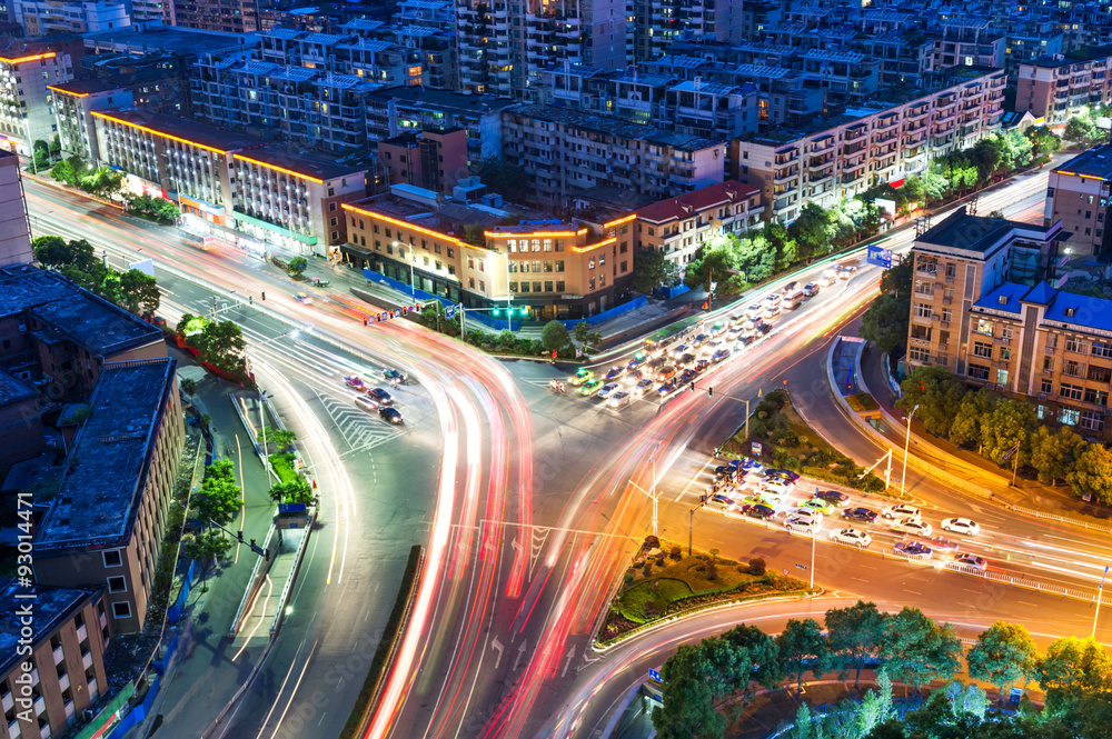 城市夜景鸟瞰图