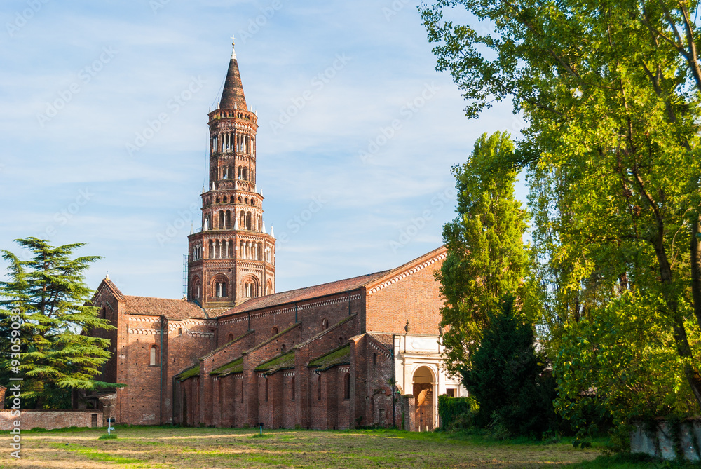 The bell tower of the Chiaravalle abbey in Milan