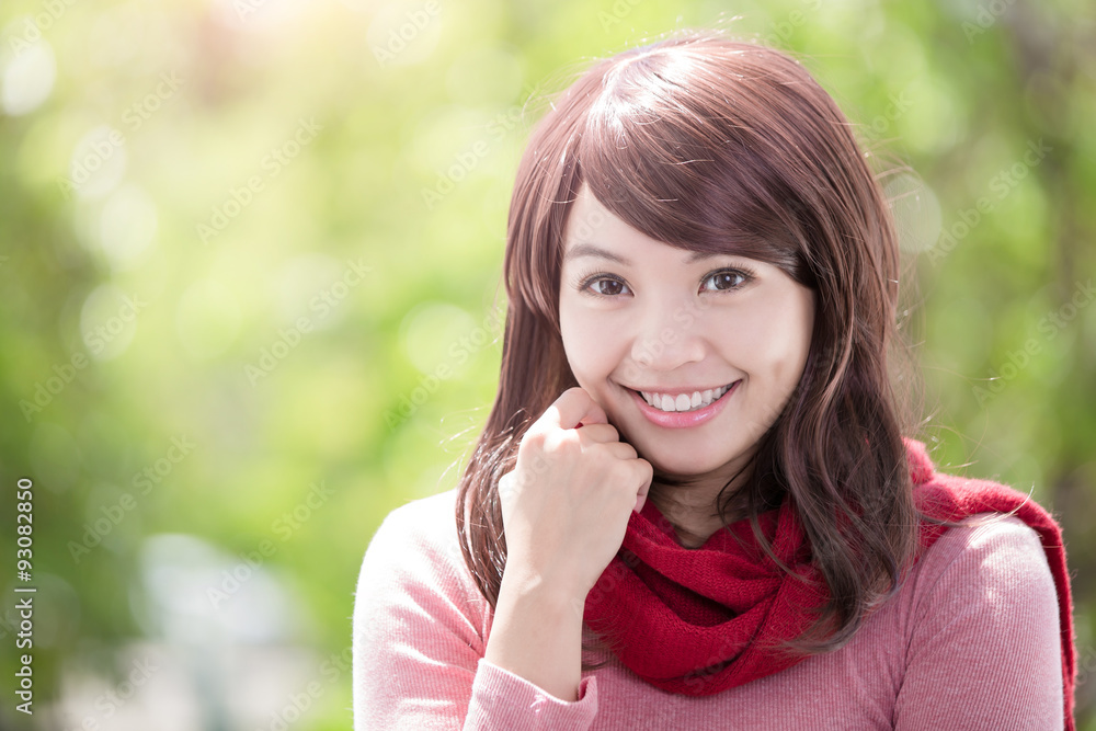 Young woman wearing winter clothing