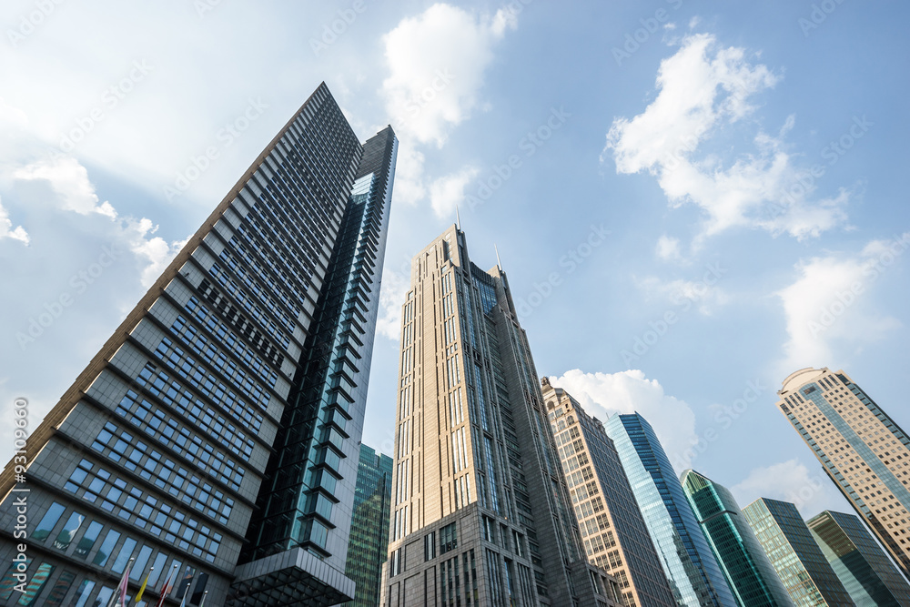 Low angle view of skyscrapers in a modern city