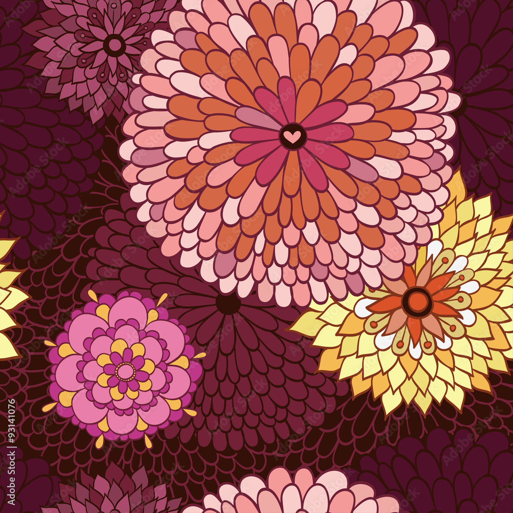 Vector seamless illustration with flowers