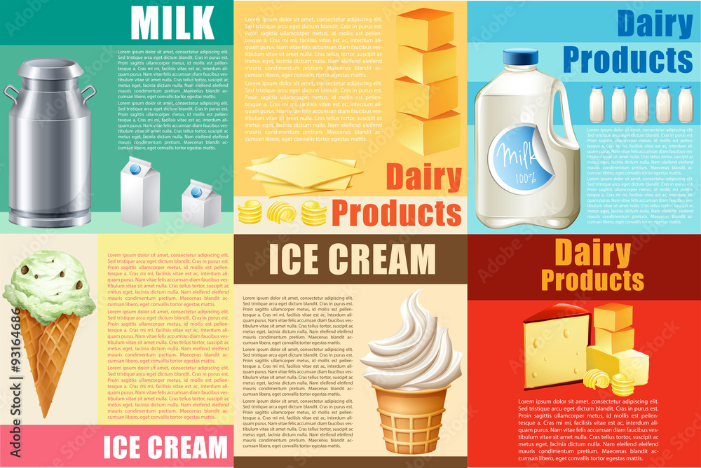 Infographic with dairy products and text