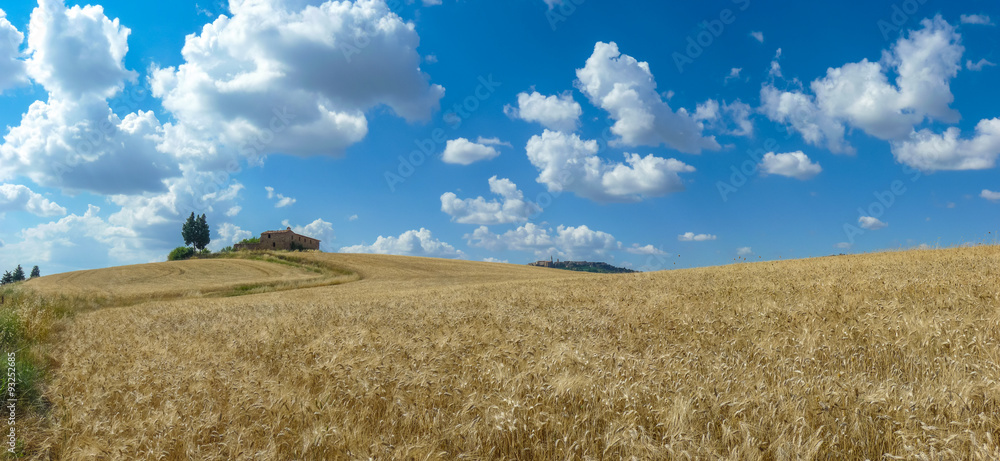 Tuscany landscape with the town of Pienza, Val dOrcia, Italy