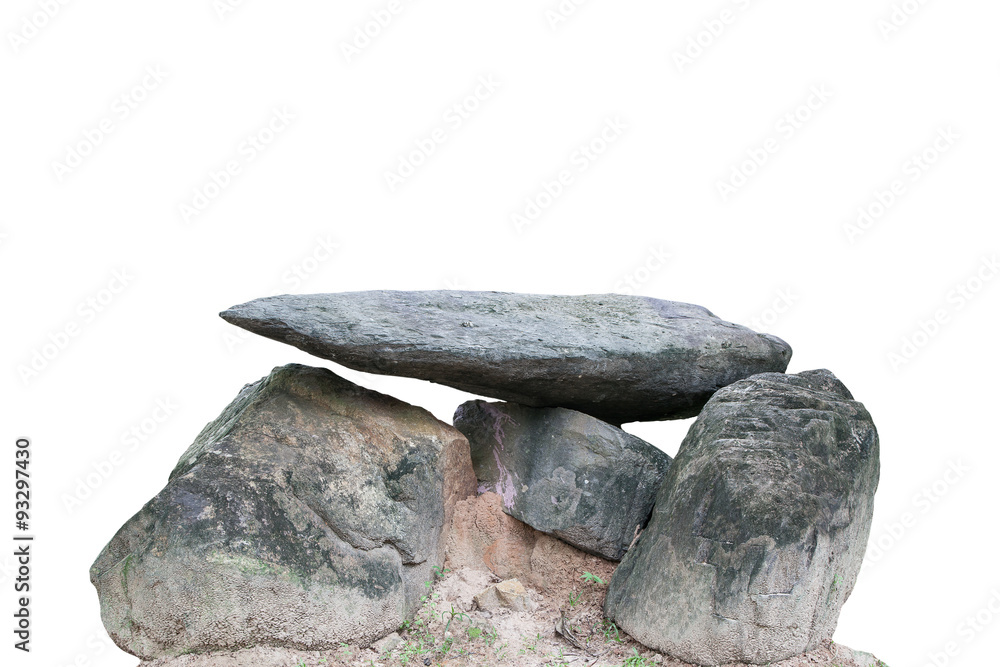 big old stone on white background , with clipping path.