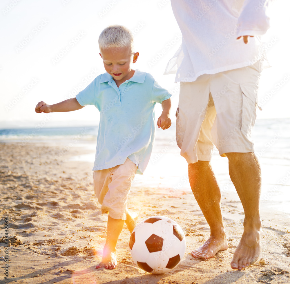 Family Playing Beach Summer Vacation Leisure Playful Concept