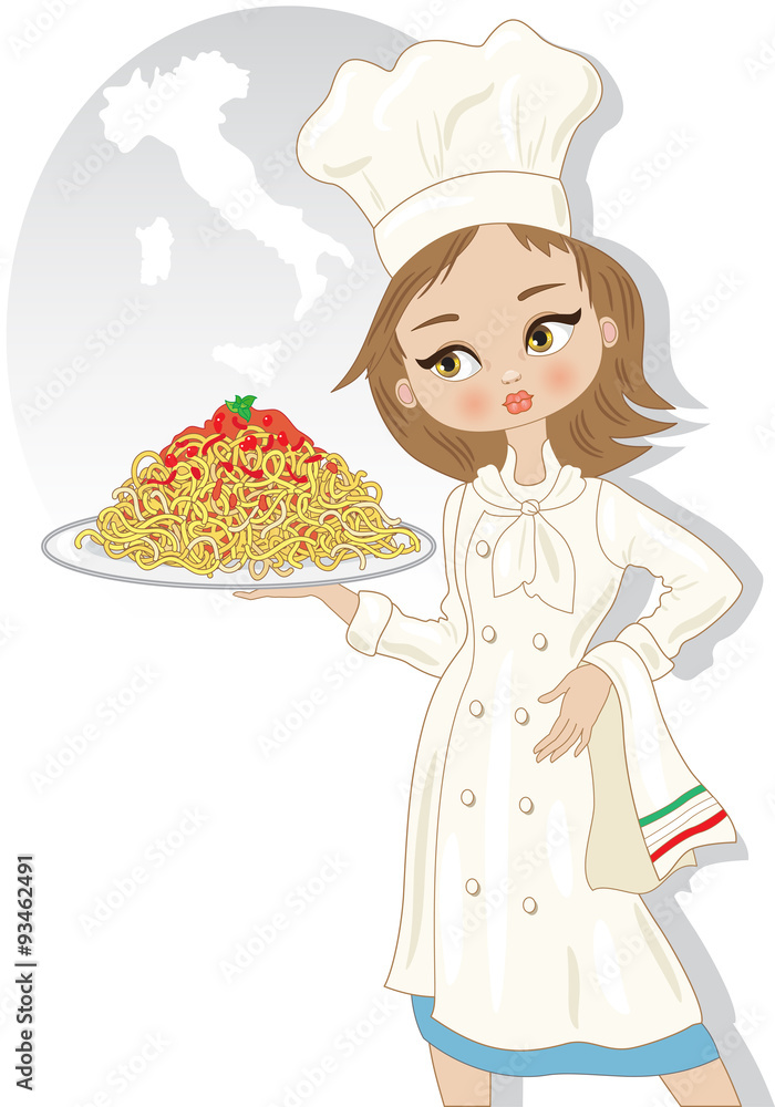 Chef Woman with Spaghetti