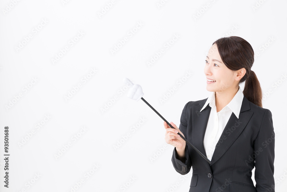 asian businesswoman on white background