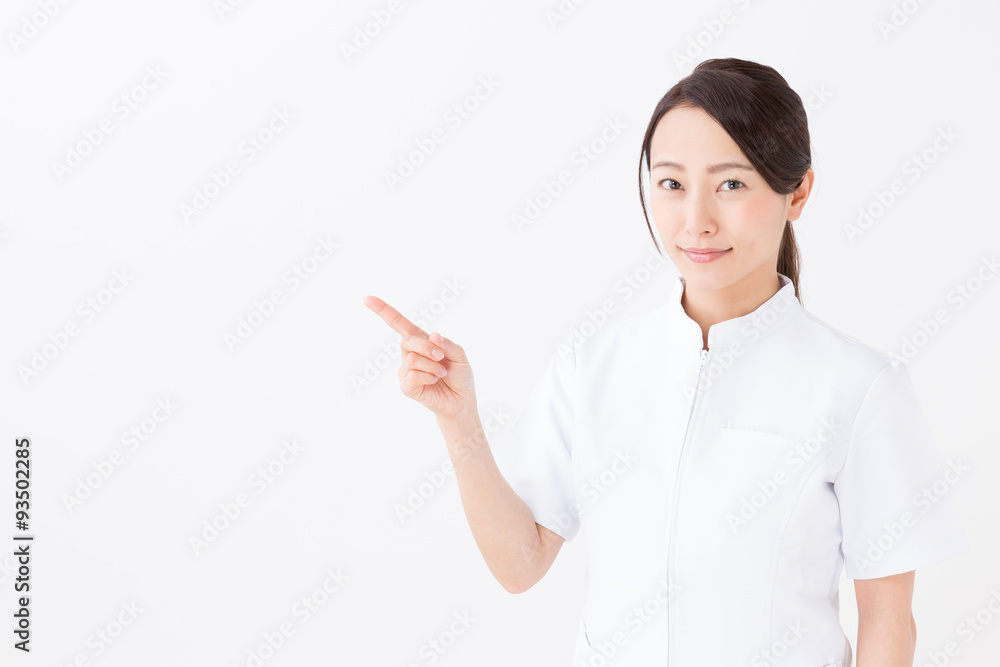 portrait of asian nurse on white background