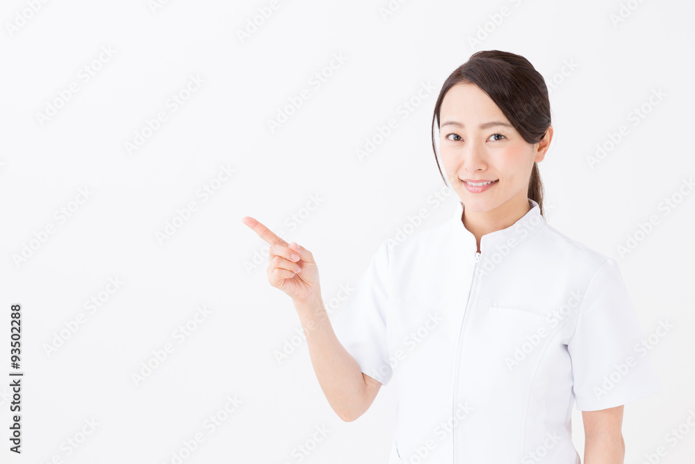 portrait of asian nurse on white background