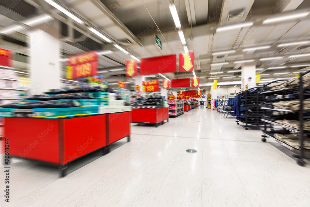 supermarket aisle, Motion Blur background。