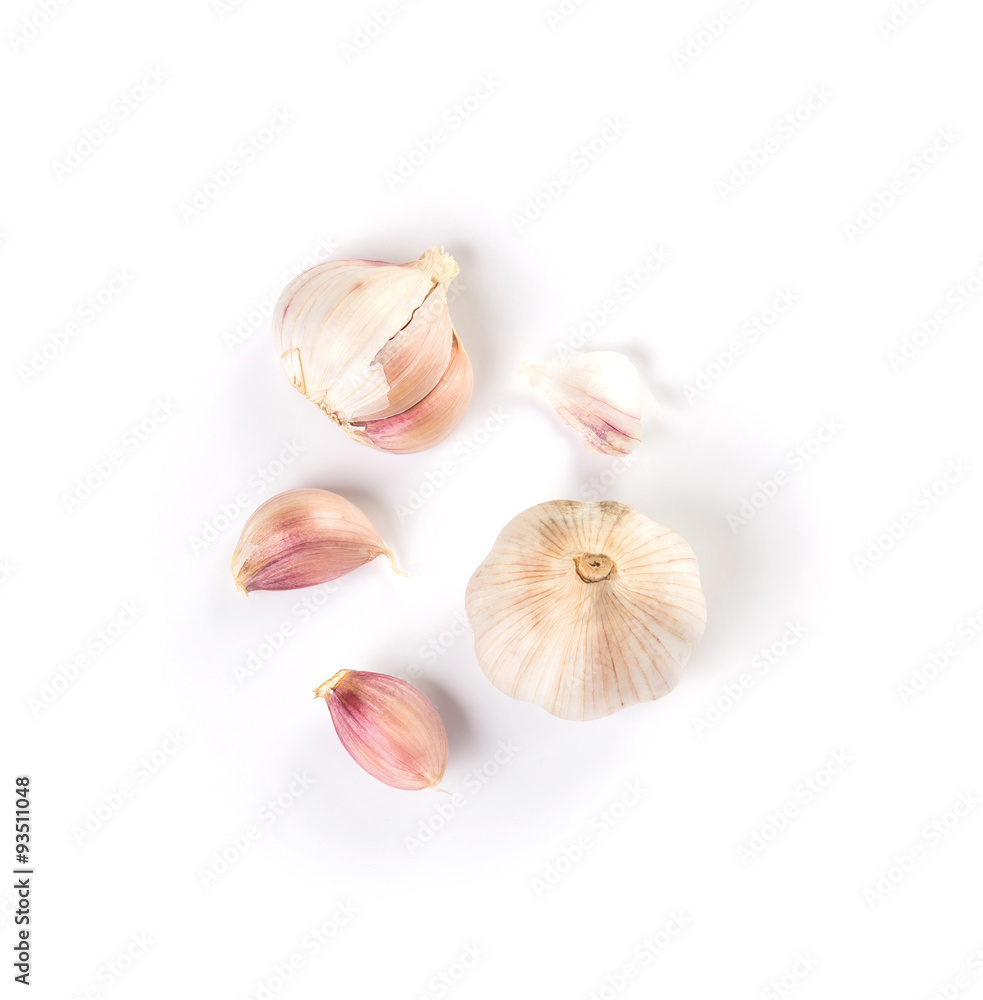 garlic on white background