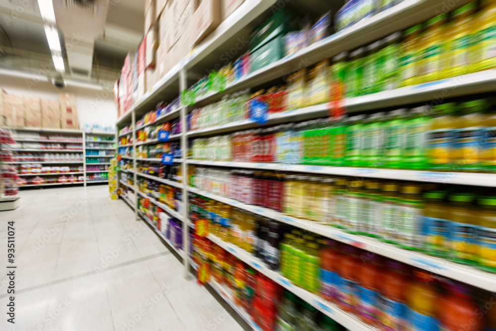 supermarket aisle, Motion Blur background。