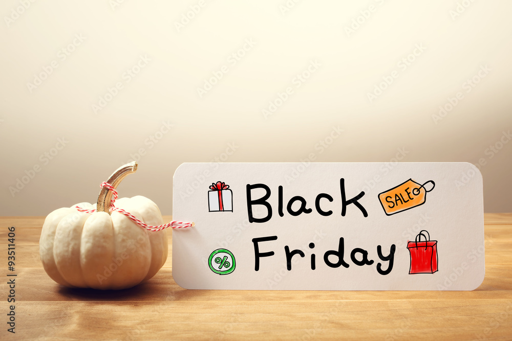 Black Friday message with a white pumpkin